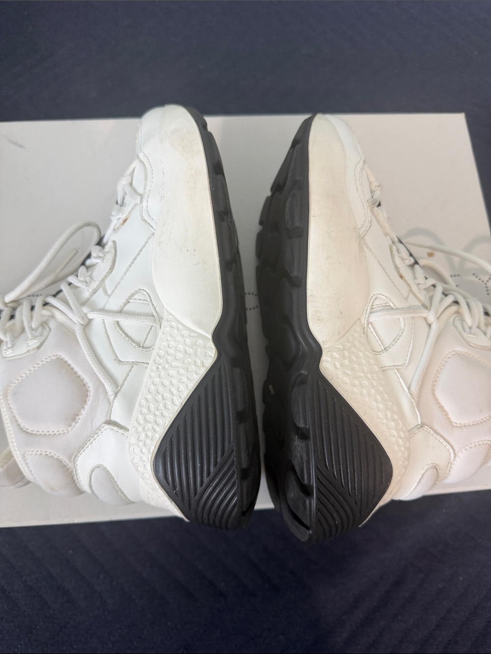 Stella McCartney White Platform Lace-Up Sneakers with Black Pull Tabs - Picture 7 of 10